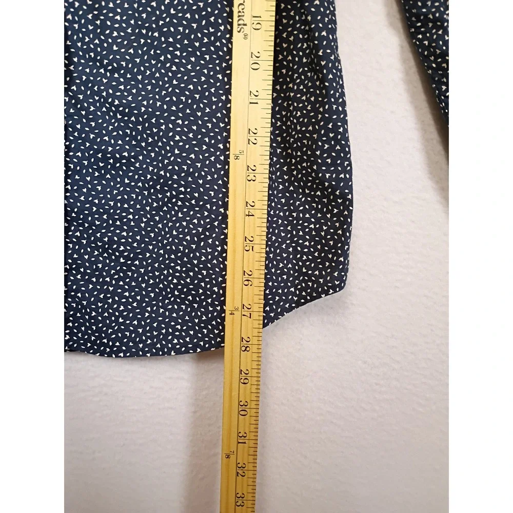 Preppy Banana Republic Mens Medium Navy Blue Slim Fit Micro Print Button Down